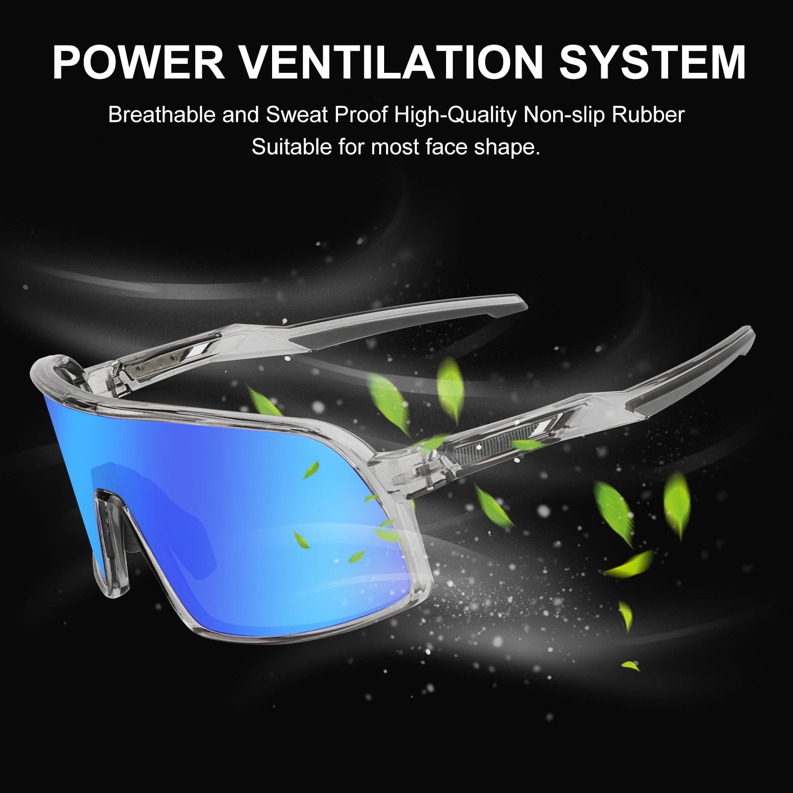 Polarisierte Fahrradbrille, Sportsonnenbrille mit 3 Wechselgläsern, beschlagfreie Brille mit TR90-Vollrandrahmen für Damen und Herren zum Wandern, Angeln, Baseball und Golfen