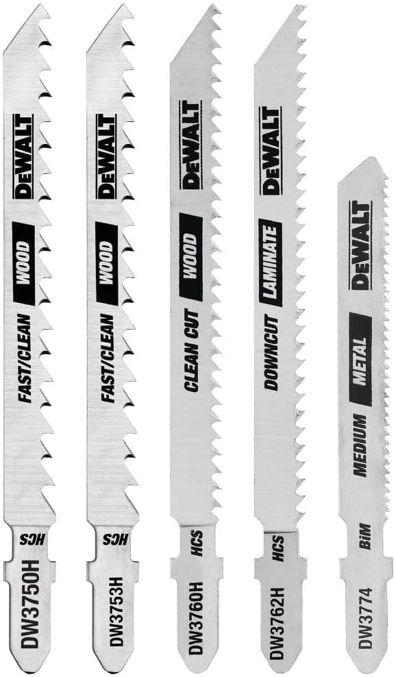 DEWALT DW3795H Lot De 5 Laes De Scie Sauteuse HCS/HSS – Tige En T : Aazon.ca