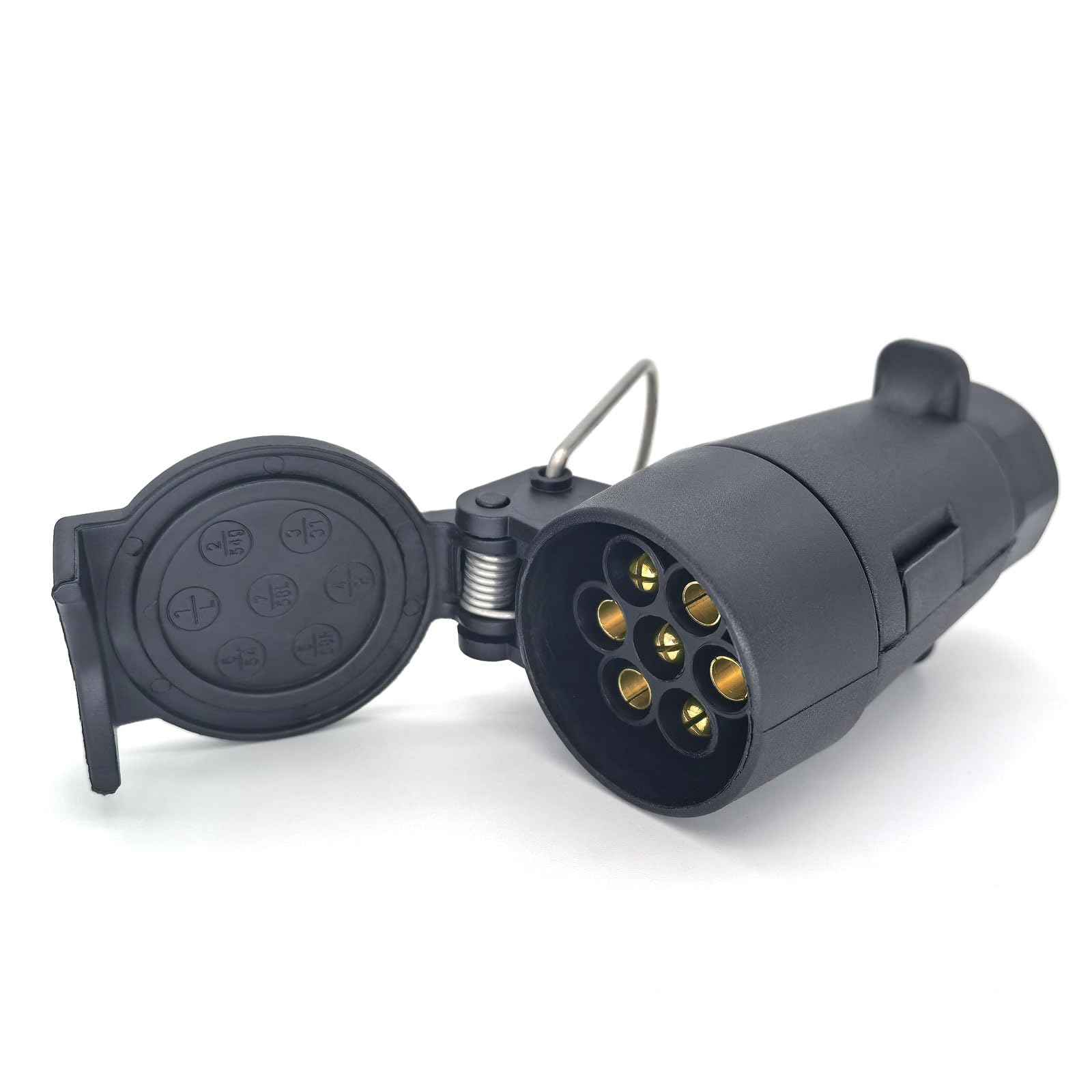 AOJO 7 Polig Anhängersteckdose Hängend, 7 Pol Kupplung Steckdose, Inkl Verkabelungsschablone, 12V 24V Universal