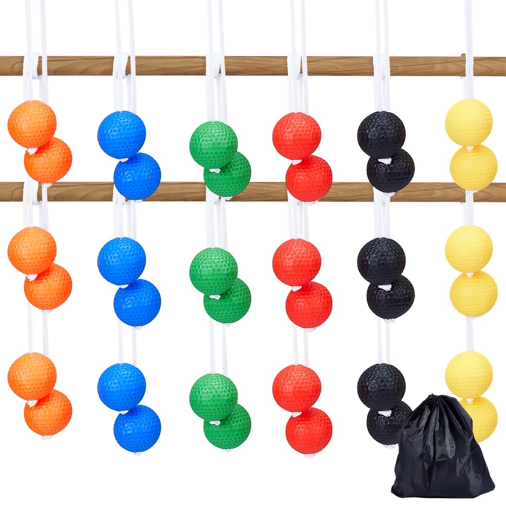 MAYJOYDIY 18 Packung Leiterbälle 6 Farben Ersatzbälle Leiterwurfbälle Set Mit Aufbewahrungstasche Für Wurfspiele Hof Und Rasengolfspiele
