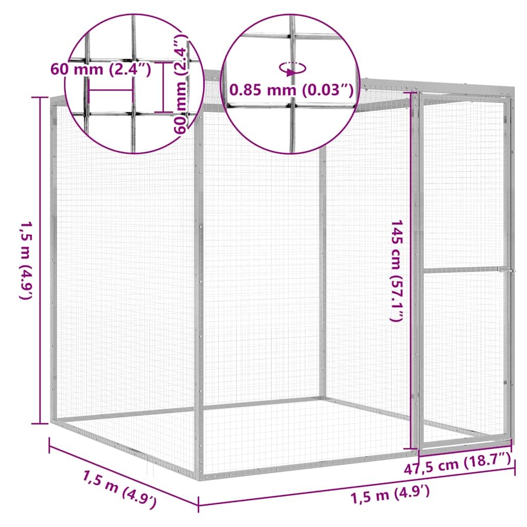Gabbia per gatti, 1,5 x 1,5 x 1,5 m, recinto in acciaio zincato