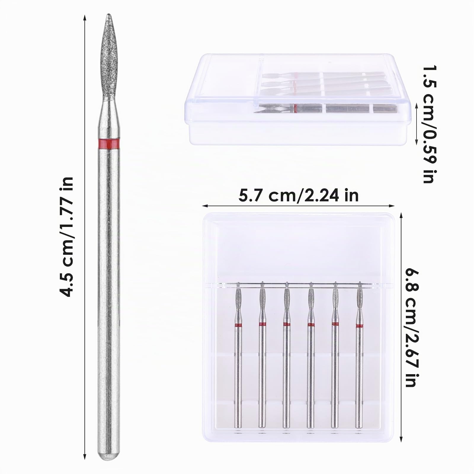 Sibba Set di Punte Trapano Cuticole con Fiamma Acciaio Inossidabile con Custodia Manicure Pedicure Diamantato Lucidatura Teste Macinazione Strumenti Metallo Professionale Rimozione Metallo Duro Unghie