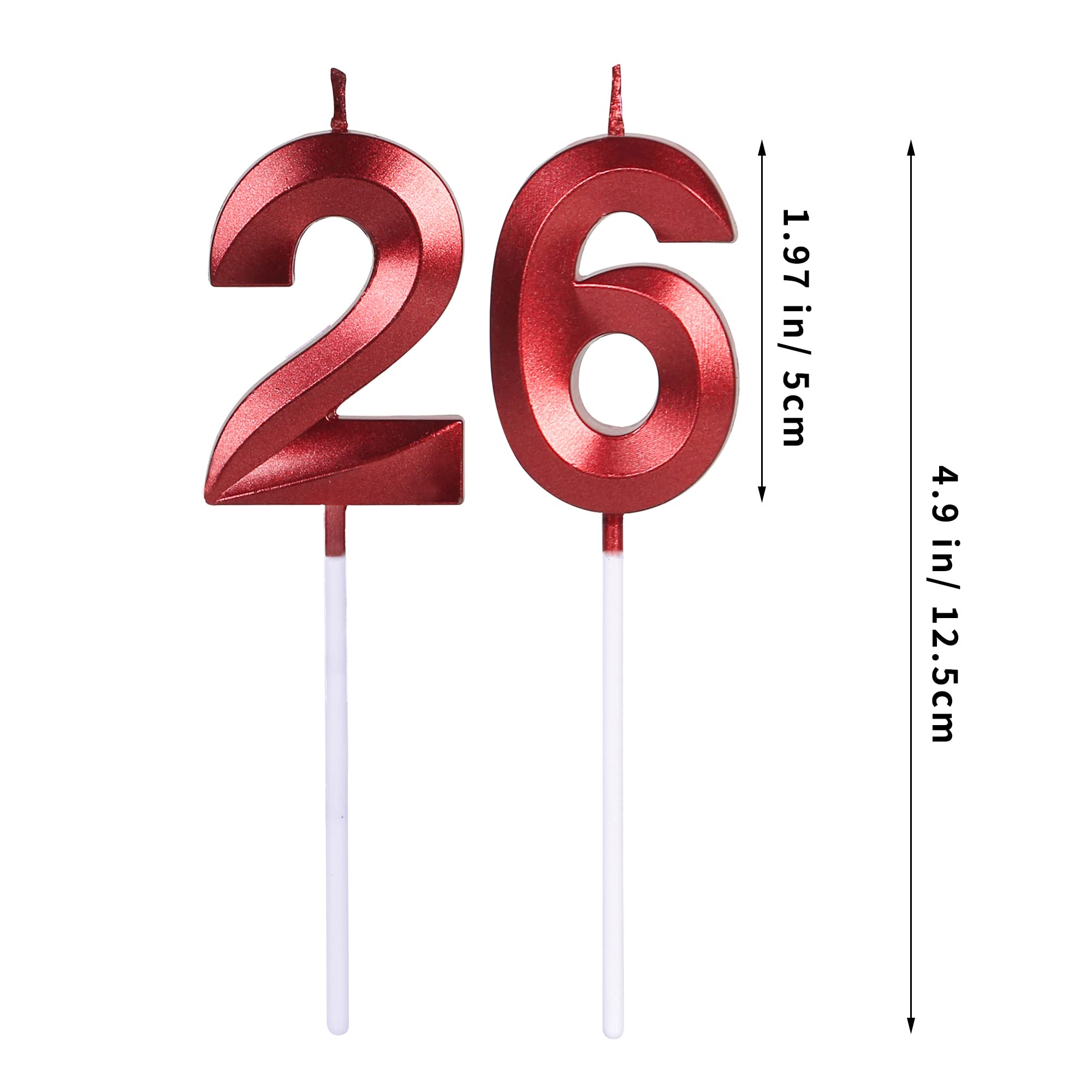 Amazon.com: Red 26th & 62nd Birthday Candles for Cakes, Number 26