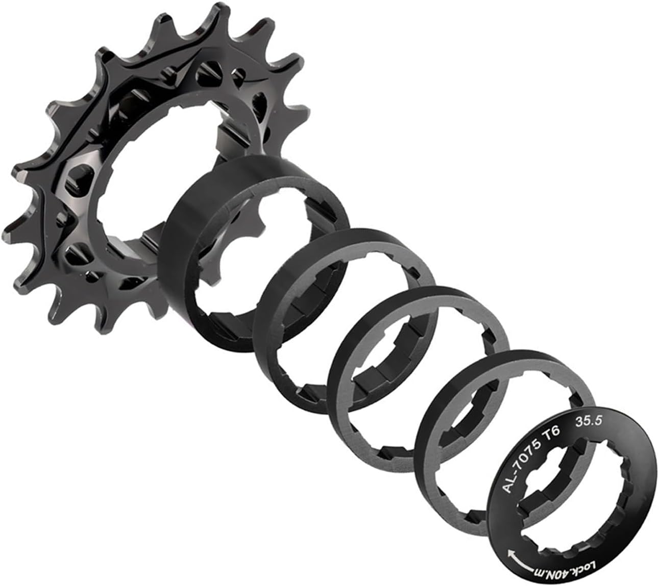 Single Speed Conversion Kit for Shimano HG Freehub – 7075 Aluminum 15T/16T/18T Cog + Spacer Set, Complete Fixie & Dirt Jump Bike Conversion Kit