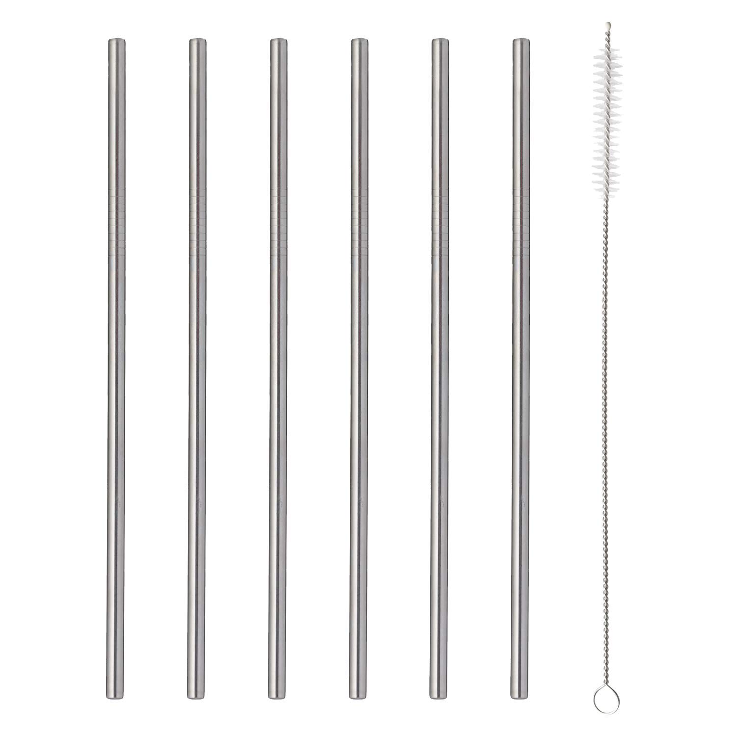 Viners Barware 6pce Long Steel Drinking Straws Gift