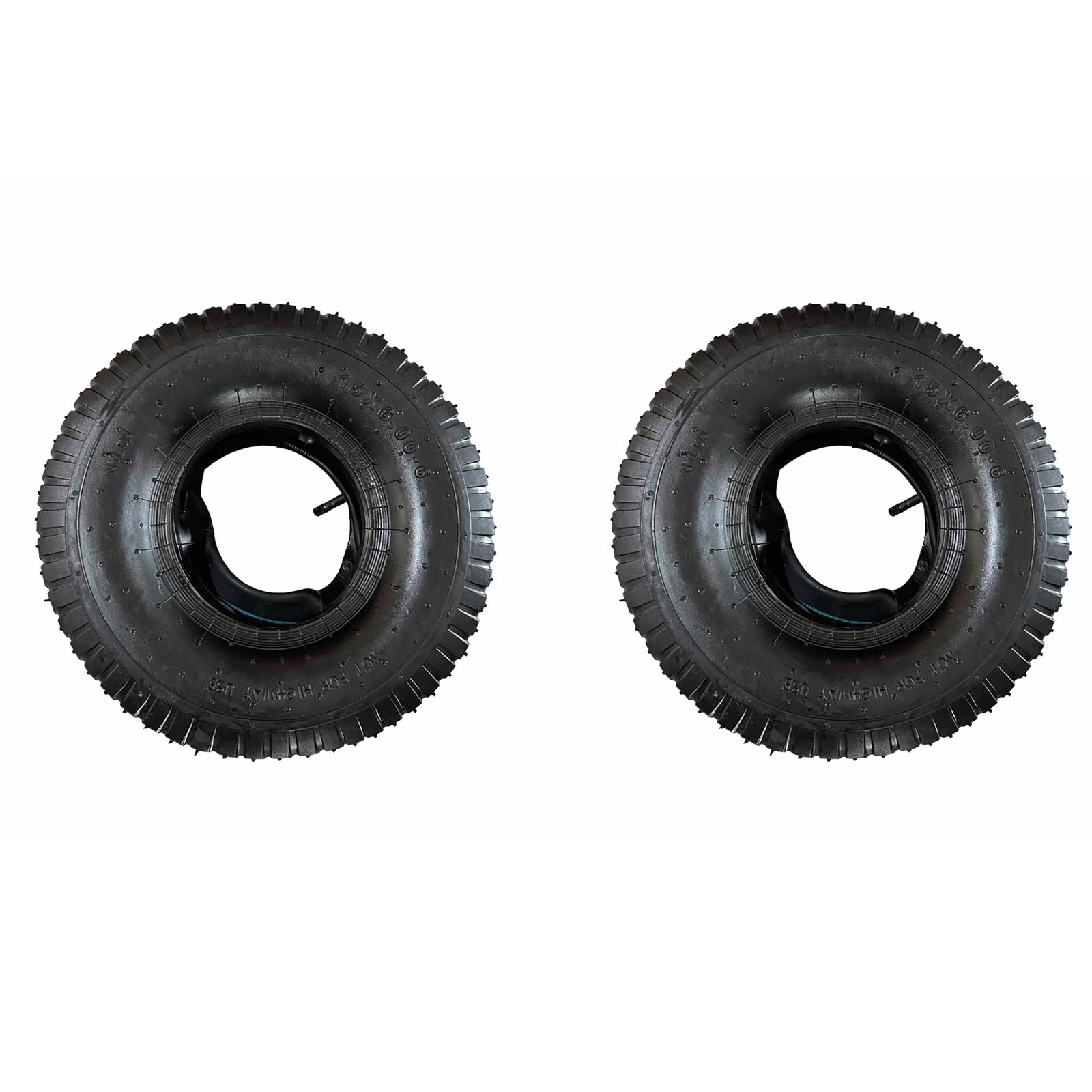 15x6.00-6 2x Reifenmantel + 2xSchlauch mit Geradem Ventil 4PR – Reifen Set für Aufsitzmäher & Rasentraktor