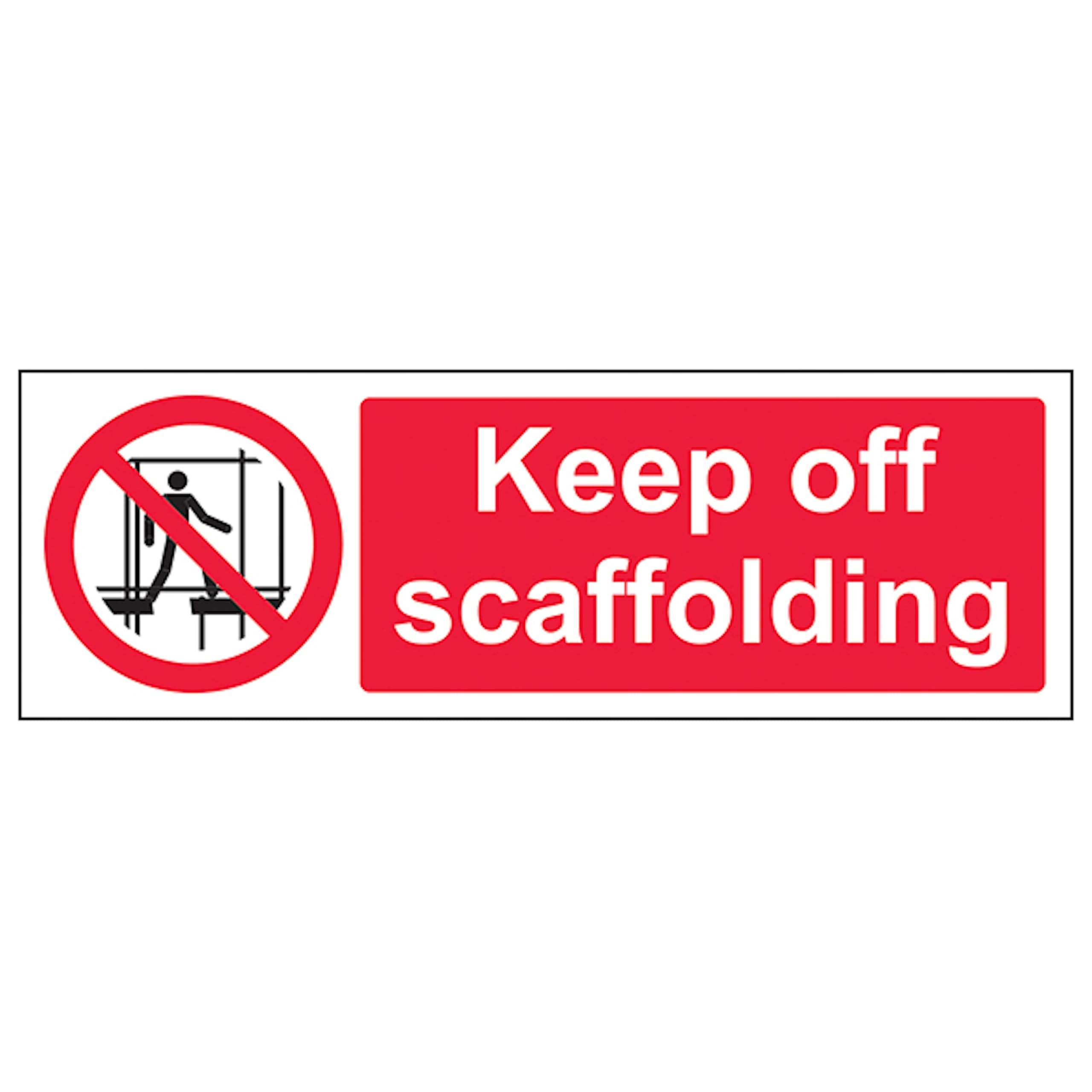 V Safety Keep Off Scaffolding - Landscape 300 x 100 mm - Glow In The Dark 1mm Rigid Plastic Safety Sign