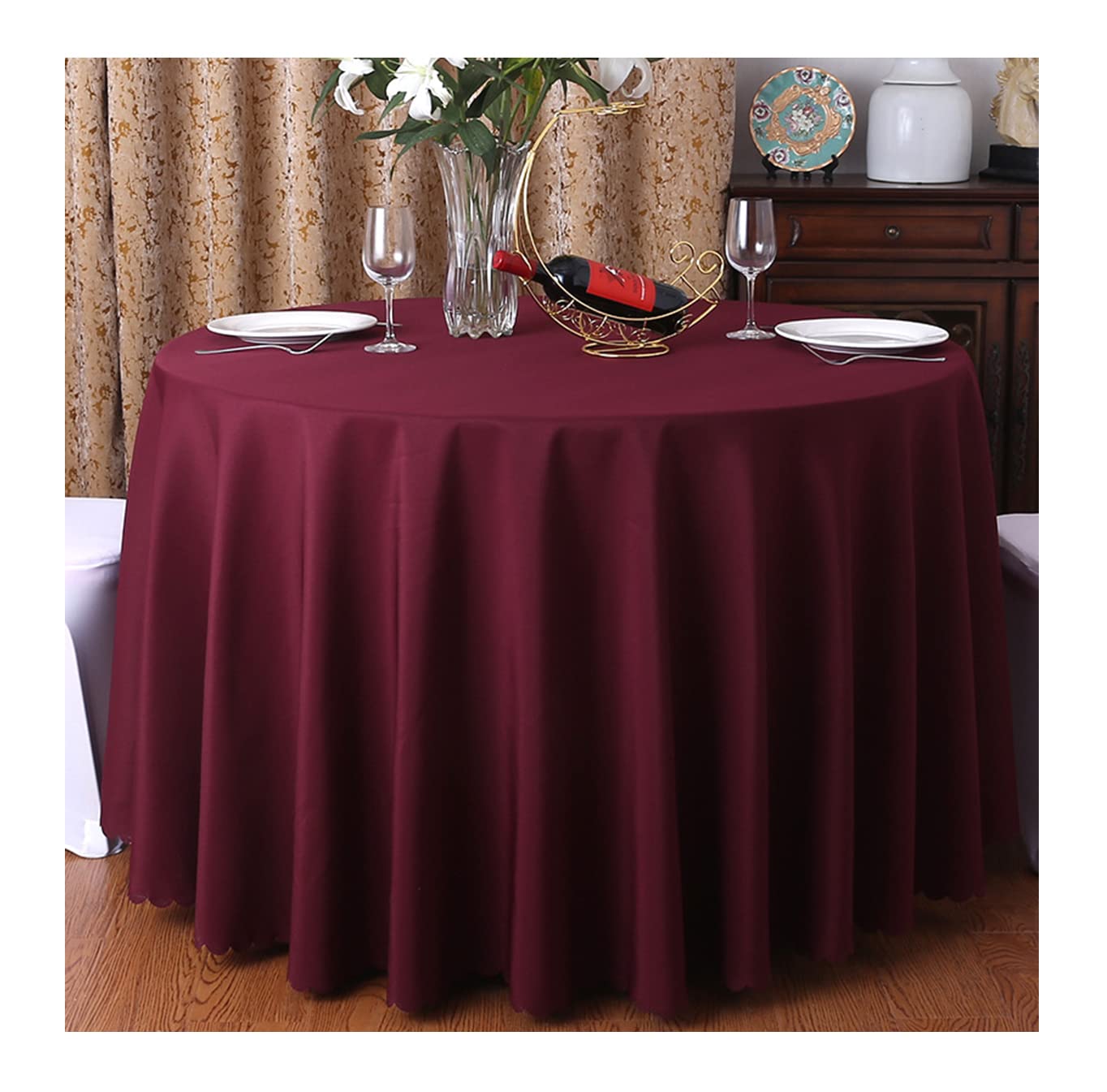 Cieein Cieht Wine Red B Polyester Tablecloths Table Cloth Tablecover Table Covers Round Hotels Restaurants Wedding Party Washable Simple Wine Red 260Cm
