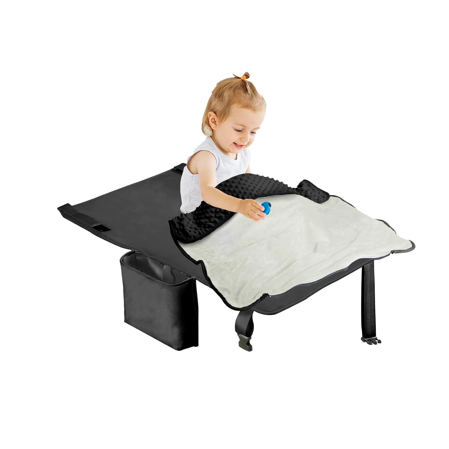Toddler Airplane Bed with Blanket, Airplane Seat Extender for Kids, Baby Travel Tssentials, Black