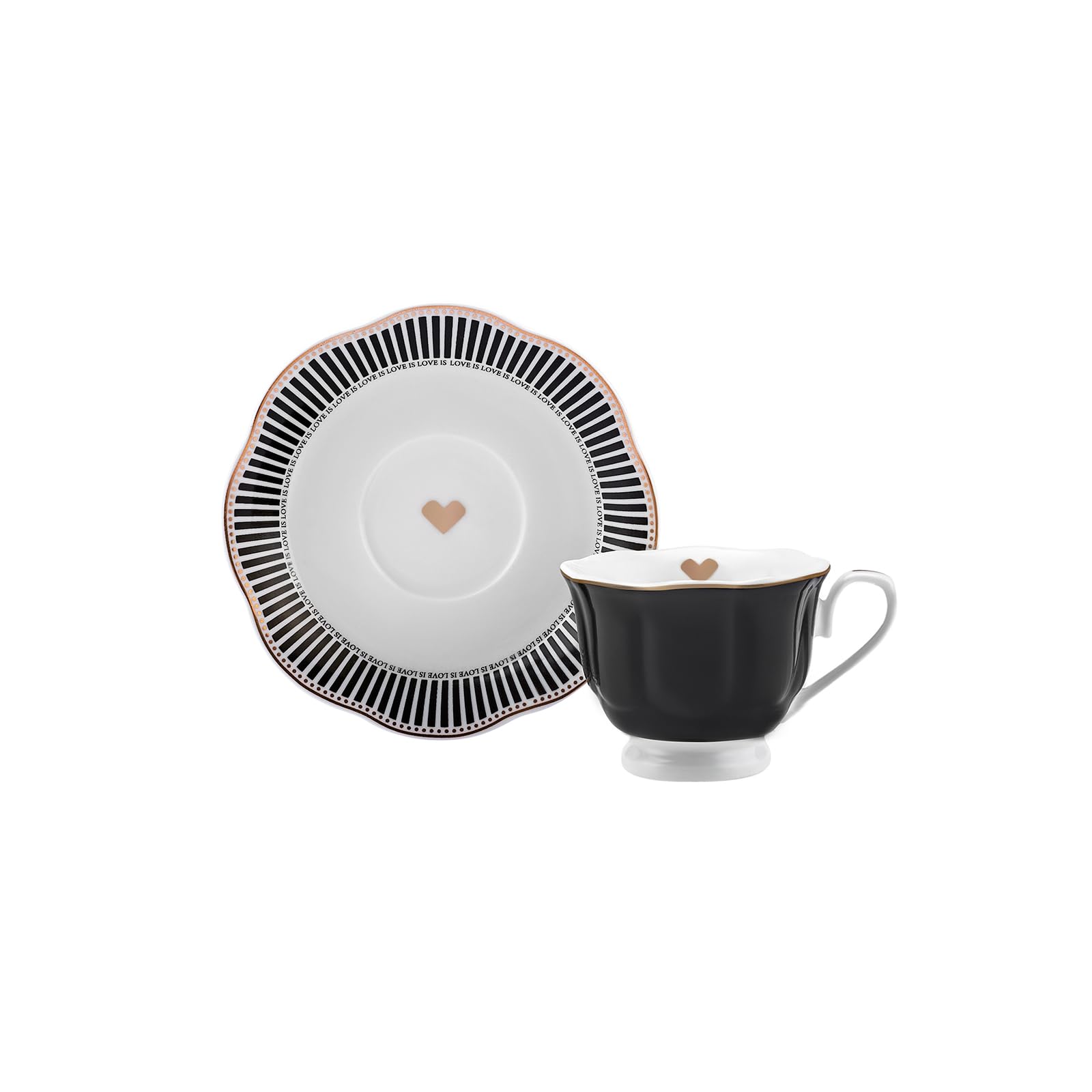 Karaca Piraye Lot de 12 tasses à café turc en porcelaine pour 6 personnes, 80 ml, noir, blanc, multicolore