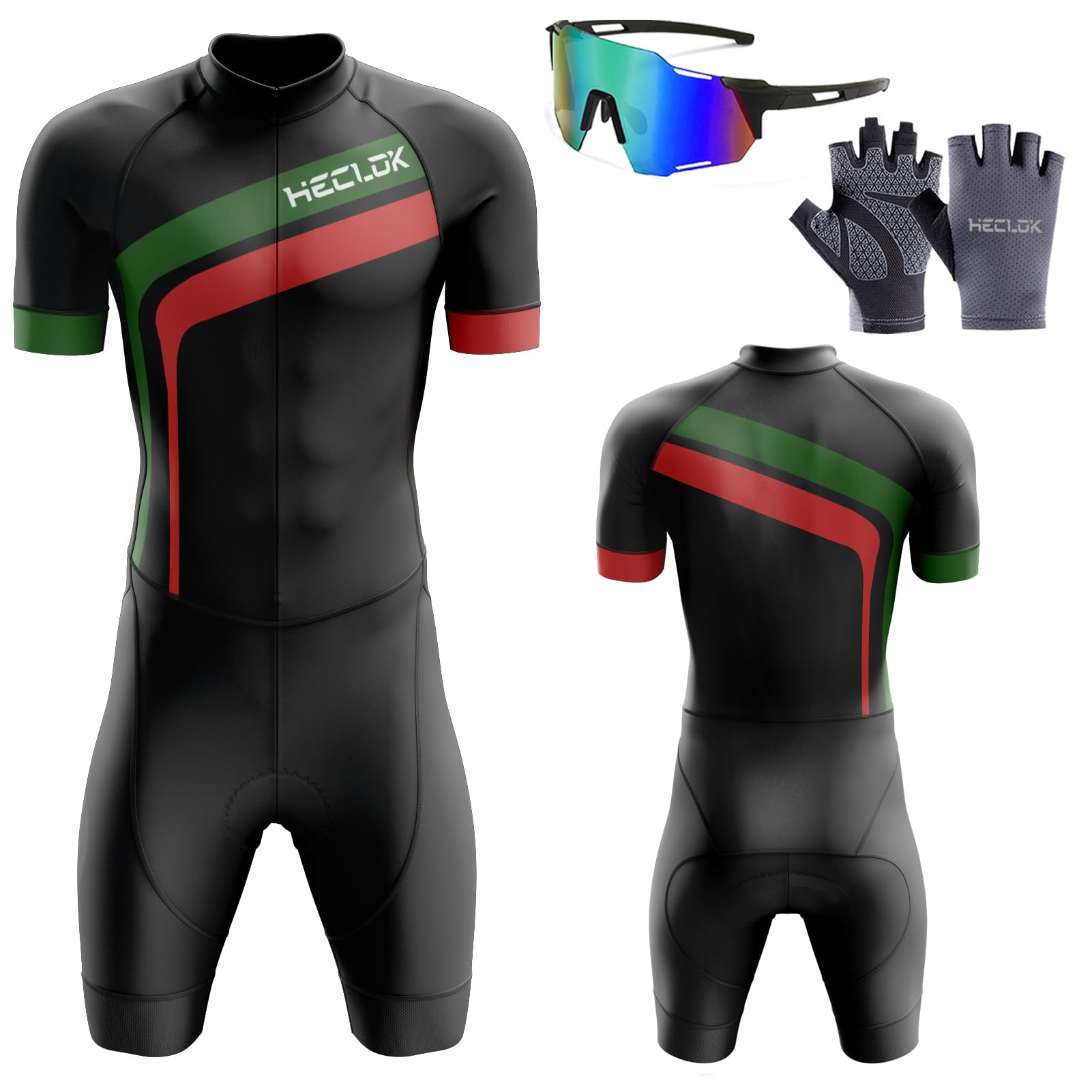 Traje de Triatlón de una Pieza para Hombre,Ligero,de Manga Corta,Traje de Ciclismo Acolchado de una Pieza para,Traje de Ciclismo de Secado Rápido Mono Racing,Ciclismo,Carrera,Natación