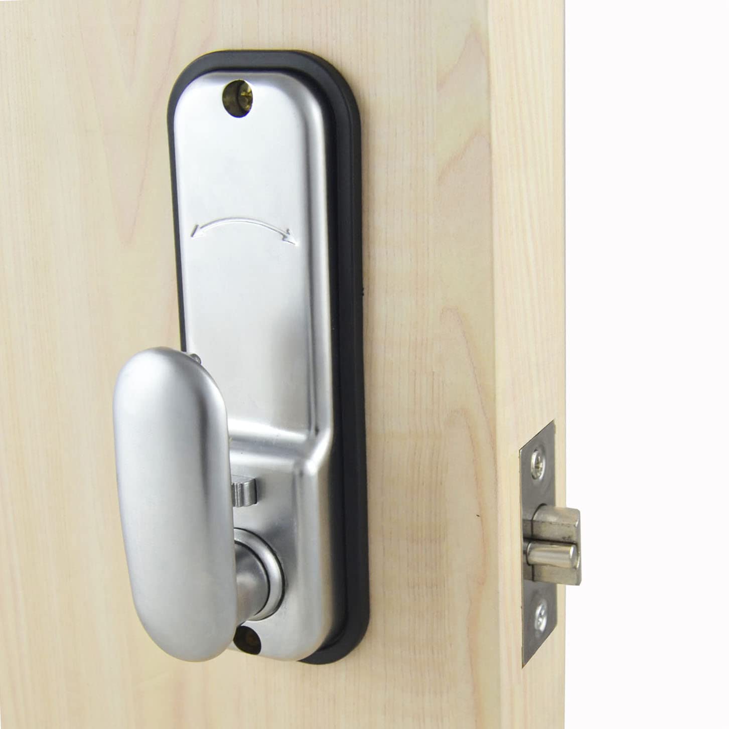Serrure de porte à code numérique argenté avec clavier ou clé mécanique, deux façons de déverrouiller