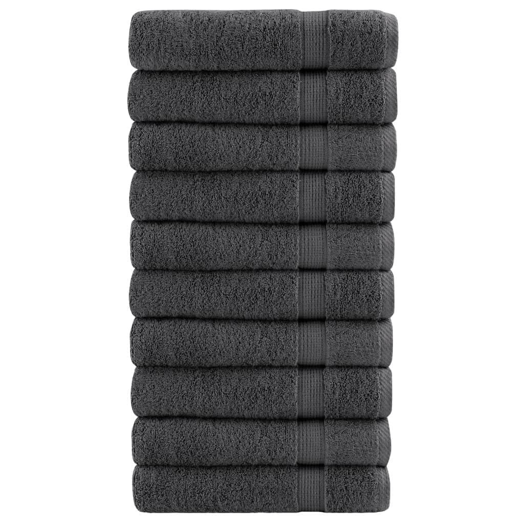 SOLUND Toallas de mano, 50 unidades, color antracita, 50 x 100 cm, 600 g/m², de algodón hilado en anillo, certificado Öko-Tex, absorbentes, con práctico montaje para colgar