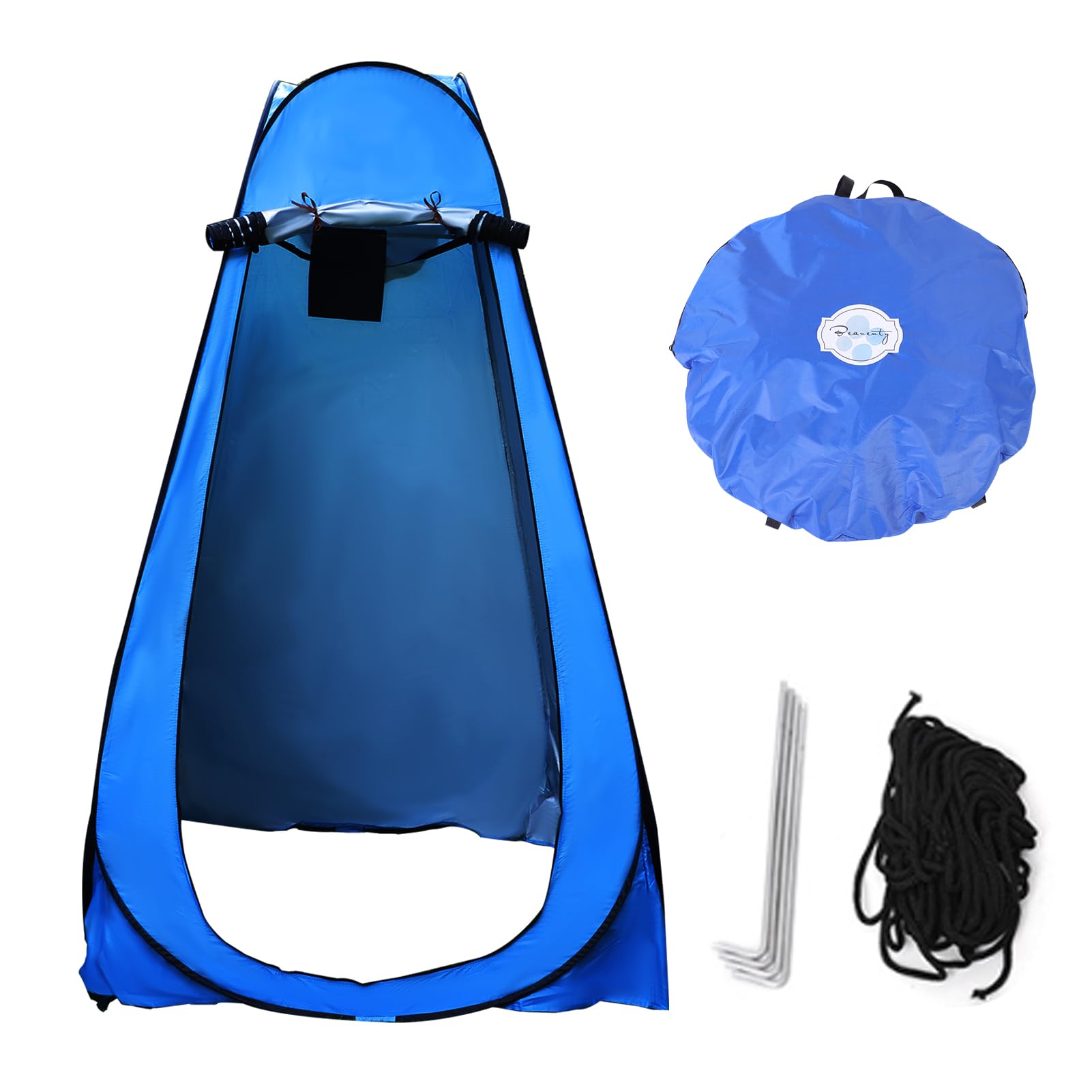 Beauenty Portable Pop Up Privacy Shower Tent - Spacious Changing Room, Camping Toilet, Rain Shelter for Outdoor Indoor Use Dark Blue
