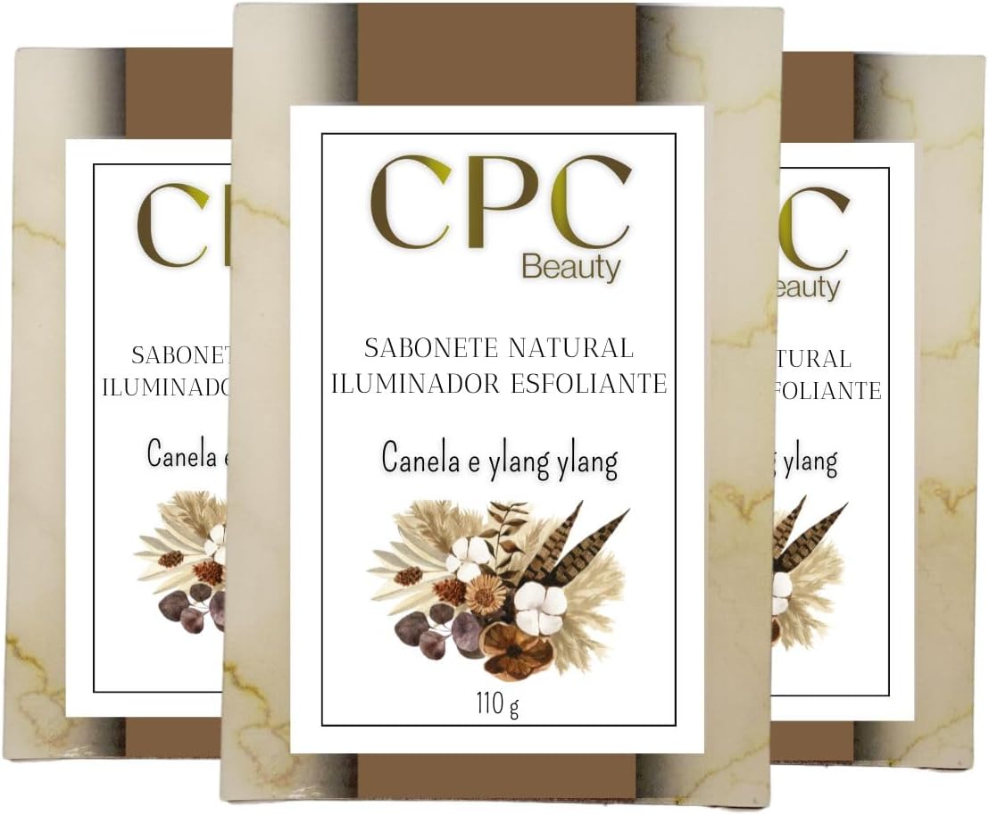 Sabonetes Artesanais Naturais CPC Beauty (3 unidades, Iluminador esfoliante de canela e ylang ylan)