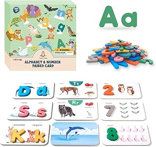 Alphabet Flash Cards for Kids Ages 3 to 8, Toddler Flash Cards for Montessori Education with Interactive Wooden Letters, ABC Flash Cards and Matching Game for Kids Learning to Read & Count