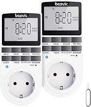 Timer Plug, Besvic 3680W Digital Programmer Plug with Large LCD Display, 10 Daily Programs and Anti-Theft Mode, Programmable Plug Saving Time and Energy (2 Pack)