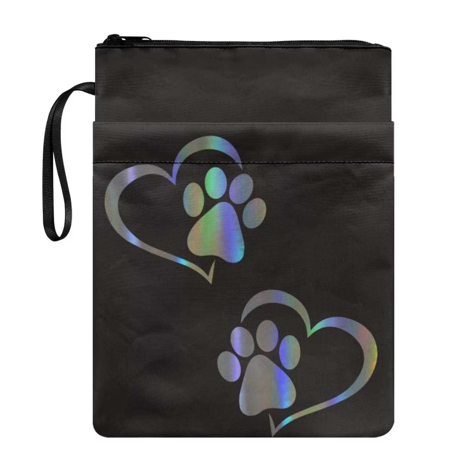 COEQINE Black Book Sleeve for Novel Paperback, Cute Dog Paw Print Book Cover for Paperback 8.5 x 11 for Women Girls — image 1