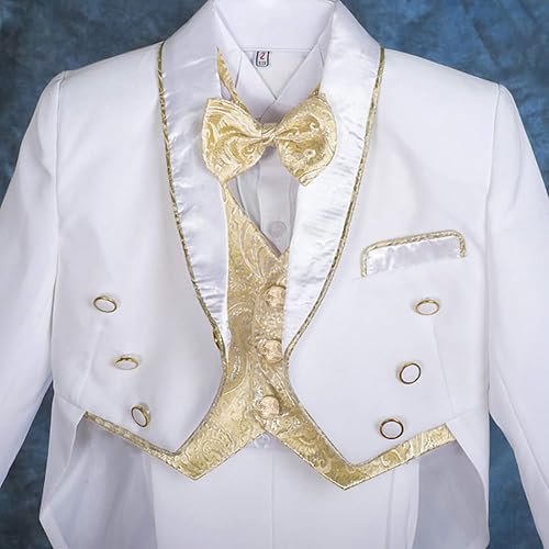 Miniatura 3 de Lito Angels Traje de esmoquin clásico jacquard para bebé, trajes formales traje de boda, 5 piezas, 015