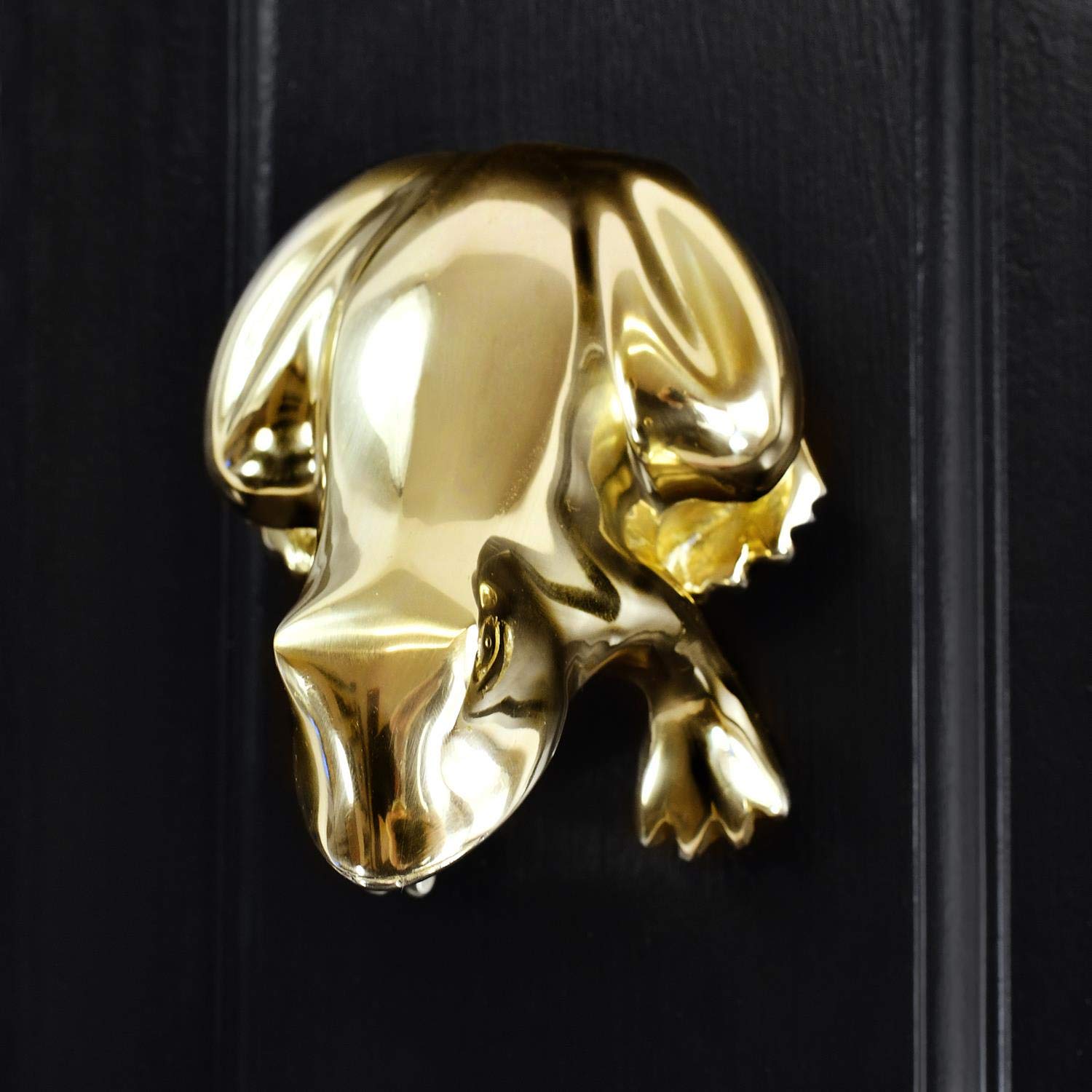 Black Country Metal Works Brass Polished Frog Door Knocker