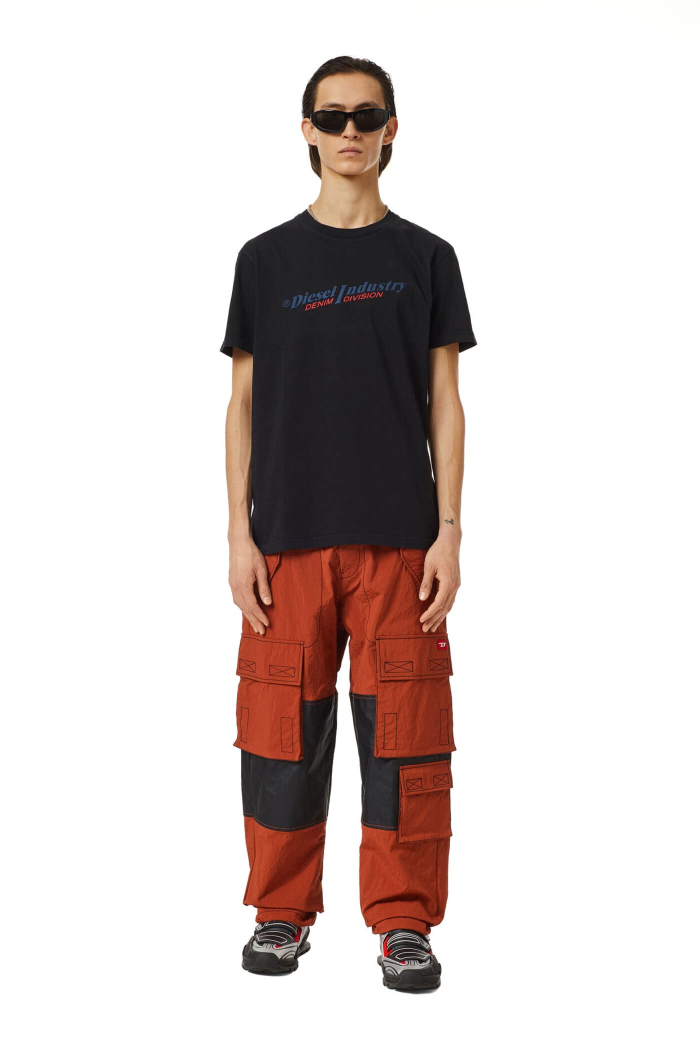 DieselIndustry Denim Division Maglietta Logo Adulto Unisex (L) (Nero)