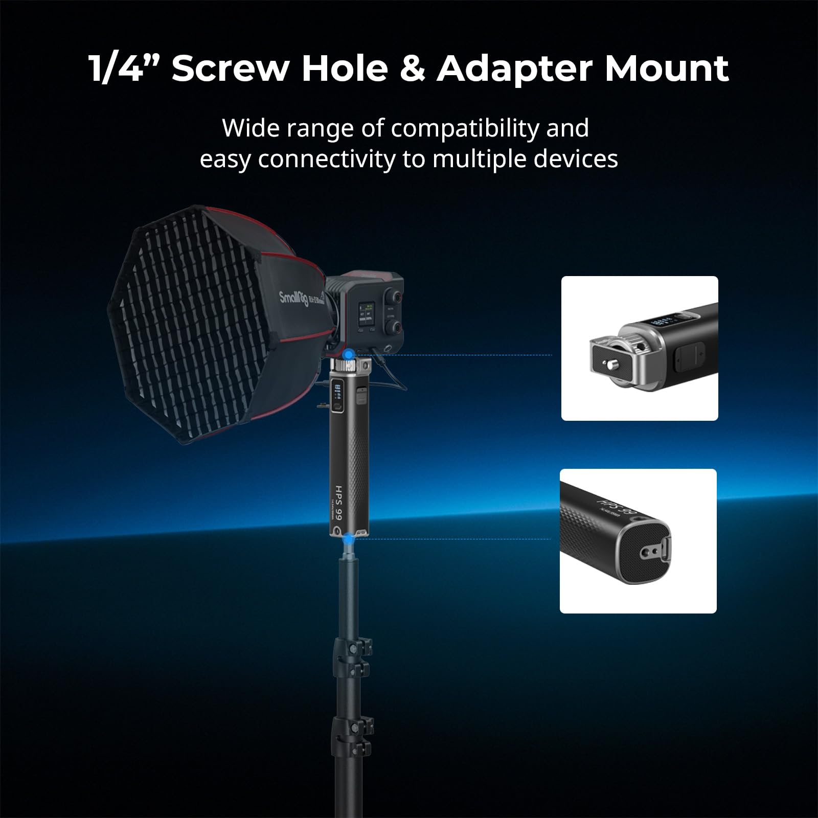 SMALLRIG Uchwyt na baterie, 99 Wh/6800 mAh z szybkim ładowaniem PD100W, D-TAP, 2 portami USB-C, inteligentnym wyświetlaczem i paskiem na ramię, uchwyty na baterie do aparatów cyfrowych - 5249