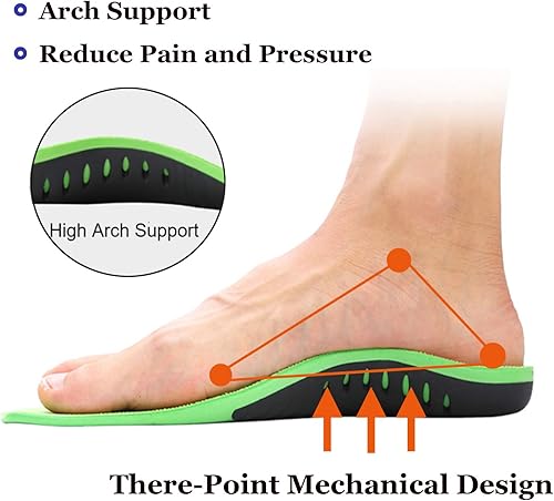 Miniatura 4 de Plantillas ortopédicas para pies planos, plantillas para pies planos, plantillas acolchadas para dolor de pies, correr, espolones de talón, dolor de