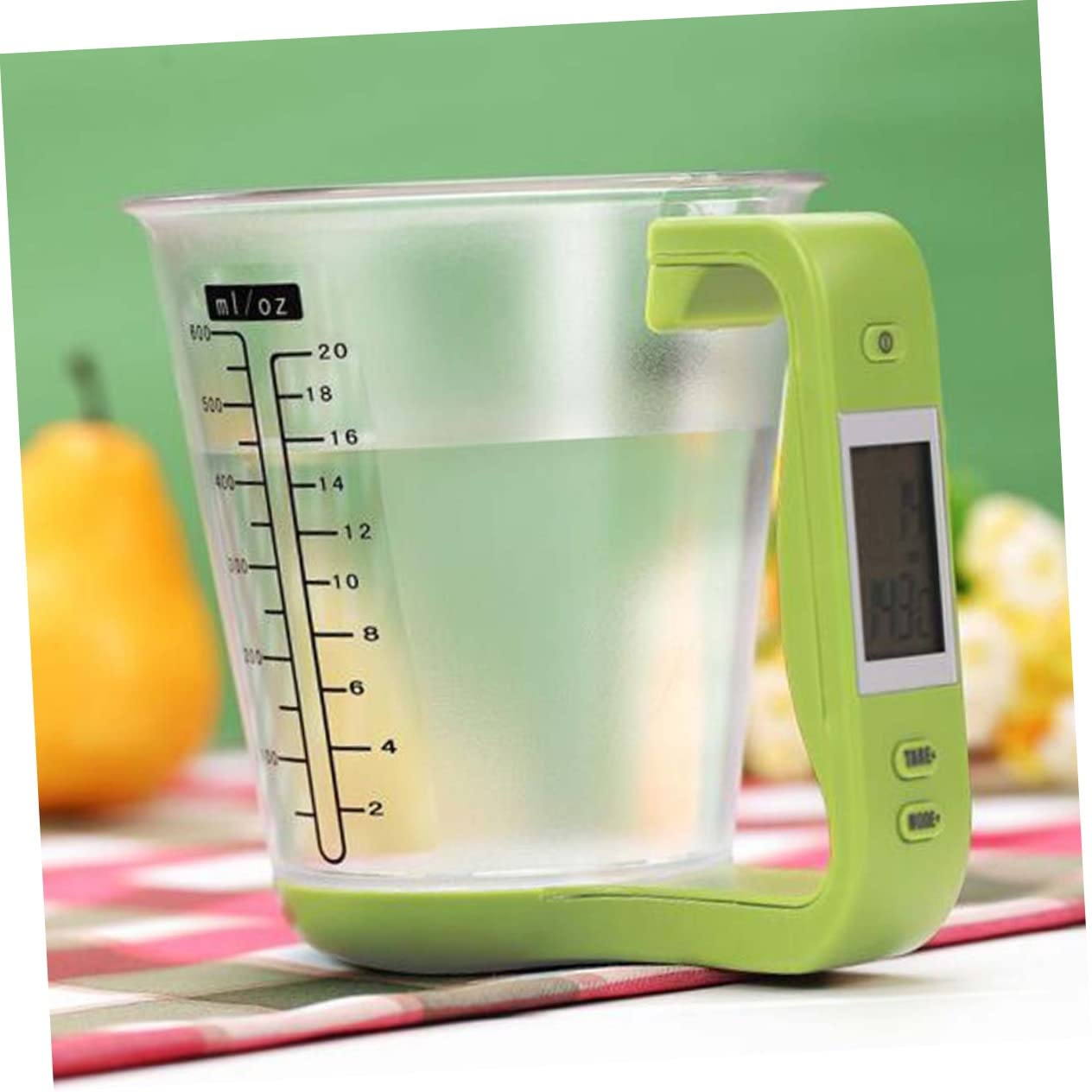 PRETYZOOM 1000g Taza De Medición Digital Multifuncional Pantalla Lcd Capacidad De Vaso Electrónico Para Cocina Color Verde