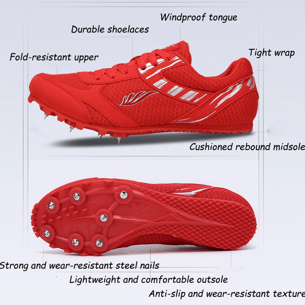 Unisex-Leichtathletikschuhe Spikes Leichtathletik 7 Nägel Laufschuhe rutschfeste Jugendsportschuhe Turnschuhe Sprint-Spikes Gittergewebe Atmungsaktiv und bequem Mit Sprint Herren Kinder Damen,32-46 EU