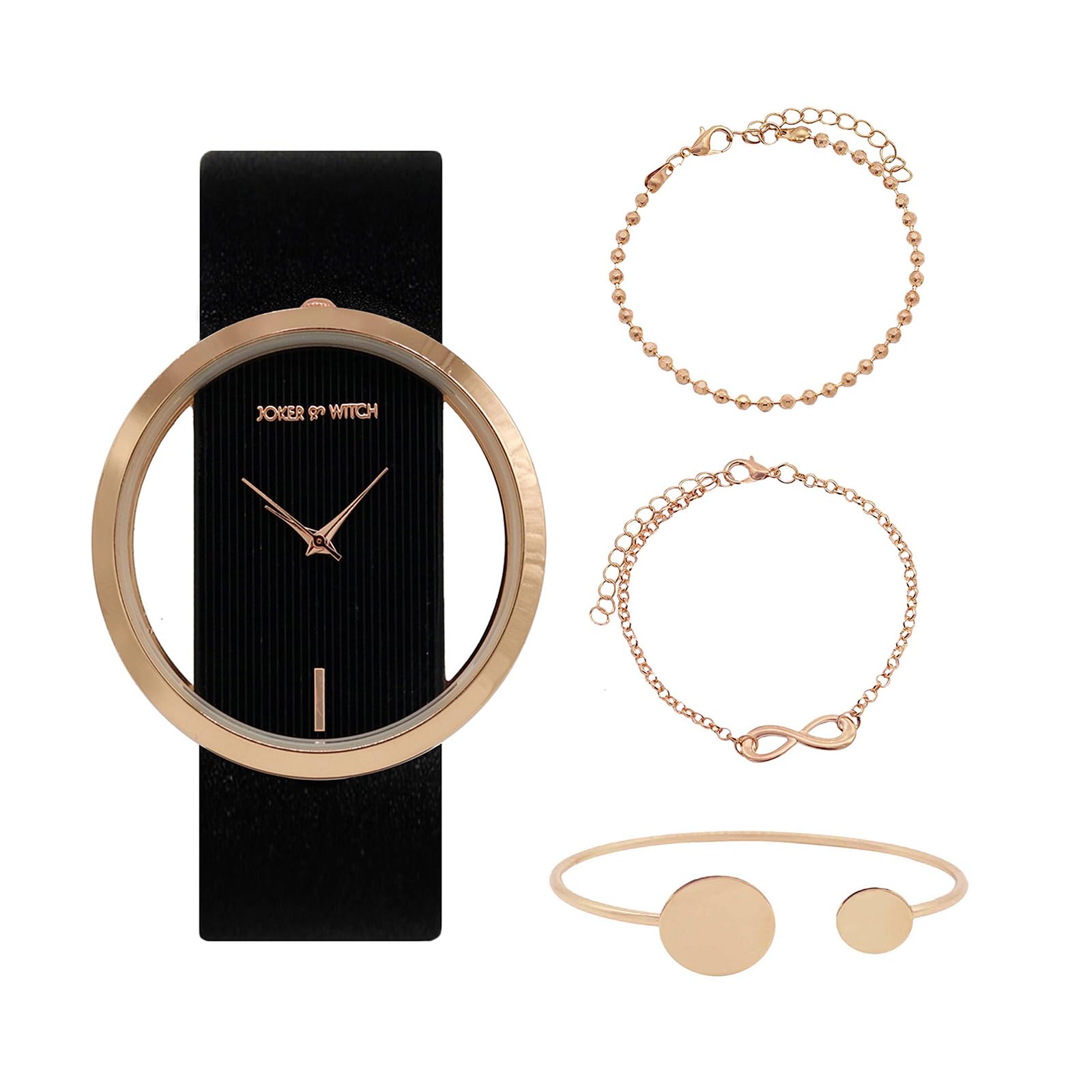 Joker & Witch Leather Womens Fleur Analog Watch Bracelet Stack Combo | Black, Dial_ Gold (B0C7LB9HF9) Amazon Price History, Amazon Price Tracker
