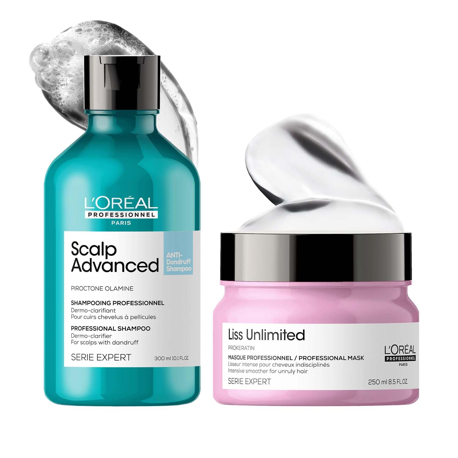 L'OREAL PROFESSIONNEL PARIS Scalp Advanced Anti-Dandruff Dermo-Clarifier Shampoo 300 Ml+L'Oréal Professionnel Liss Unlimited Hair Mask With Pro-Keratin For Rebellious Frizzy Hair, Serie Expert, 250Gm-image-30