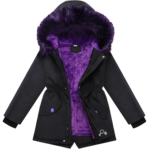 Girl Winter Coats Heavyweight Hooded Puffer Jacket Kid Parka Fleece Snow Outwear
