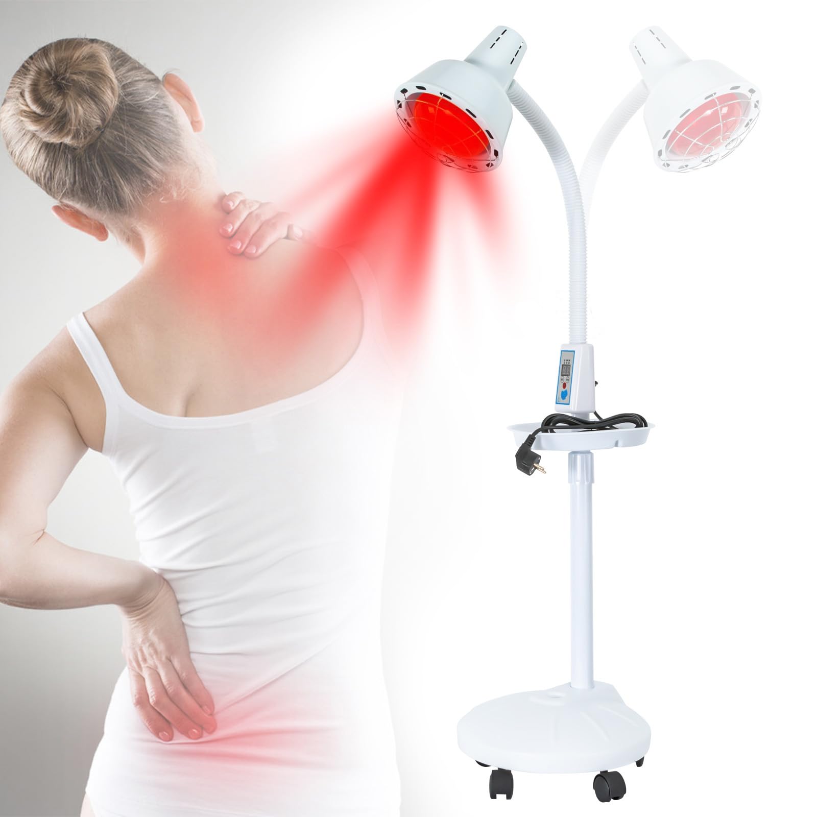 HOARLICN Infrarot Wärmelampe 275W - Doppelkopf Rotlicht Mit Ständer | 220V Therapielampe