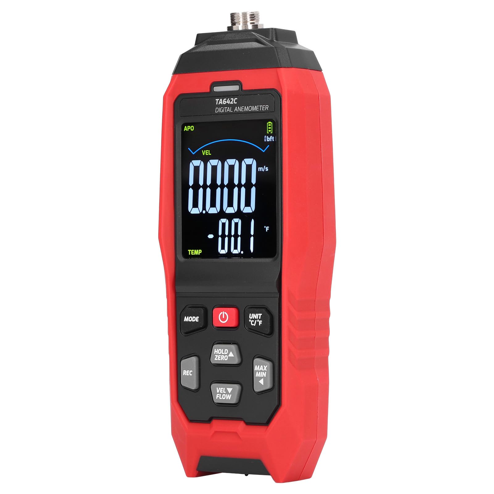 Anemómetro, medidor de Velocidad del Viento de Mano con Sensor de Velocidad de Flujo de Aire, anemómetro Digital portátil para Pruebas de HVAC