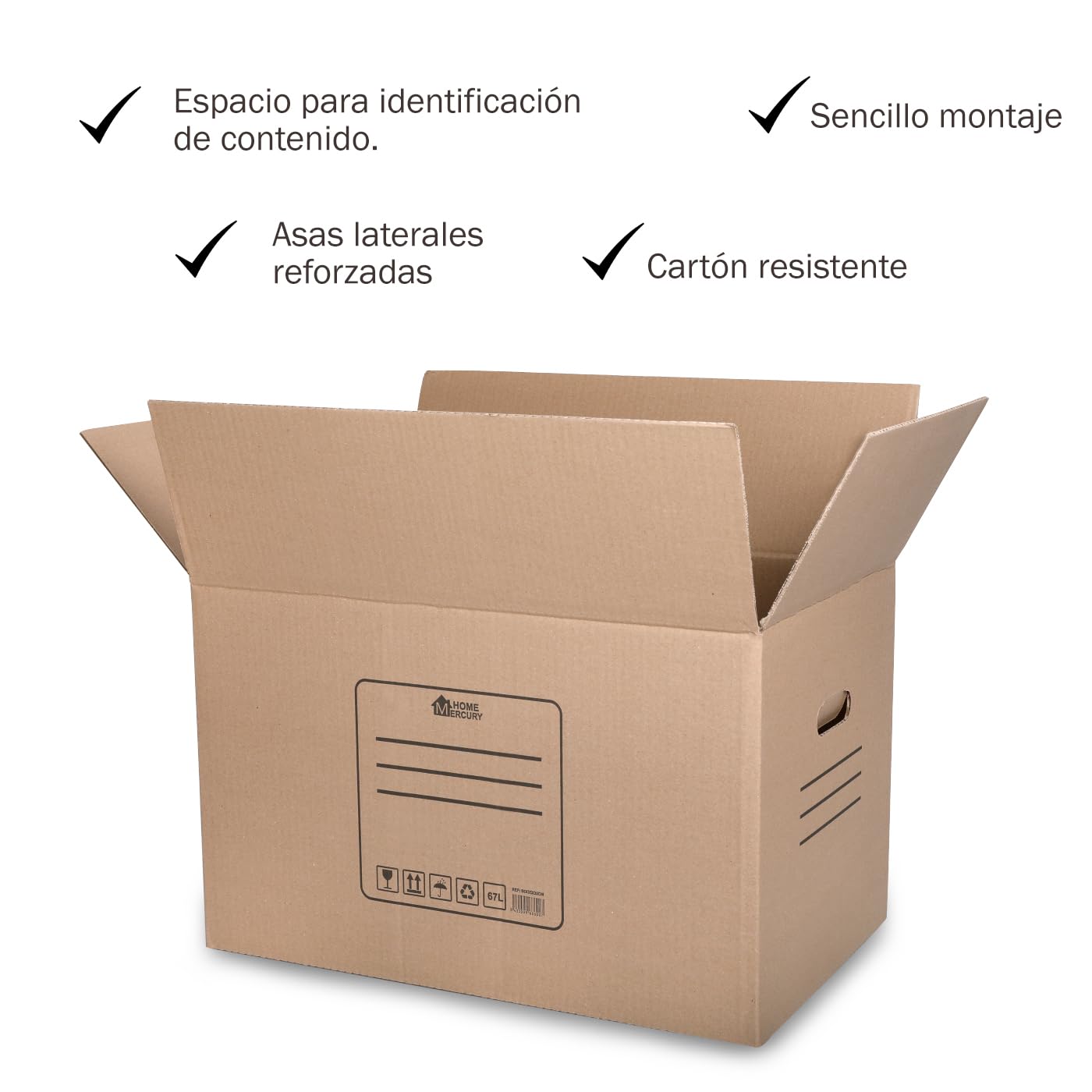 MERCURY- PACK 10/20 Cajas mudanza y Almacenaje Ultra Resistentes + Precinto, Cajas de Carton con Asas para fácil manejo,box grandes y pequeñas,Reutilizables (10 Cajas 50x30x30CM 45Litros)