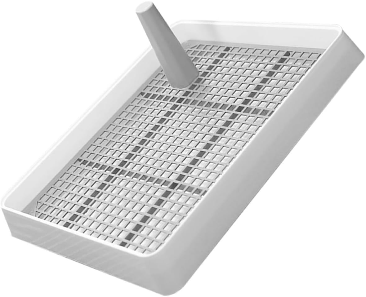 Indoor Puppy Litter Box with Detachable Mesh Grille and Low Entrance Design, 1 Liter White Pp Dog Toilet Tray Preventing Spills and Easy to Clean for Pet Training