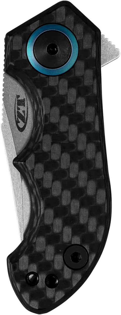 Zero Tolerance and Tim Galyean Pocket Knife; 1.8 Premium CPM 20CV Stainless Steel Blade, Carbon Fiber Front, Stonewashed Titanium Back Handle, Pocket Clip, Made in USA 0022