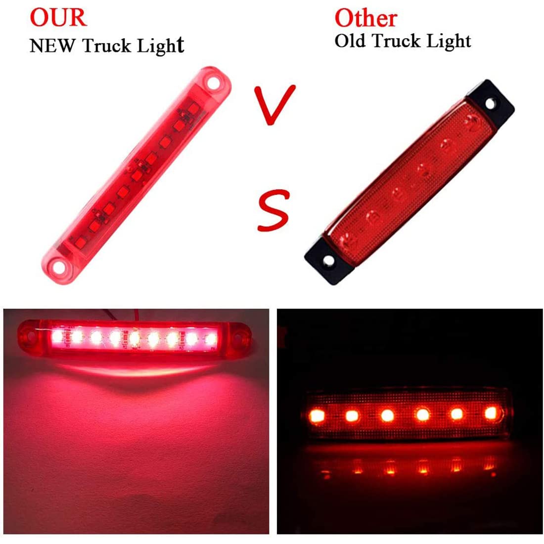 Boczne światła Obrysowe, 30PCS Czerwone 12V-24V 9LED światła Obrysowe Kabiny, światła Przednie Tylne Boczne światła Pozycyjne ze Wskaźnikiem Wodoodporne Dla Camper Van Bus Truck Caravan Boat