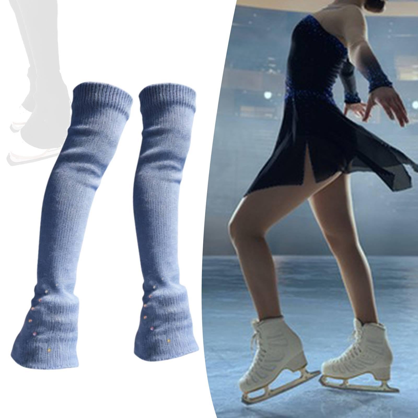 Calze Lunghe Senza Piede per Pattinaggio Su Ghiaccio, Scaldamuscoli in Maglia, Copriscarpe, Contro Il Freddo E Le Abrasioni