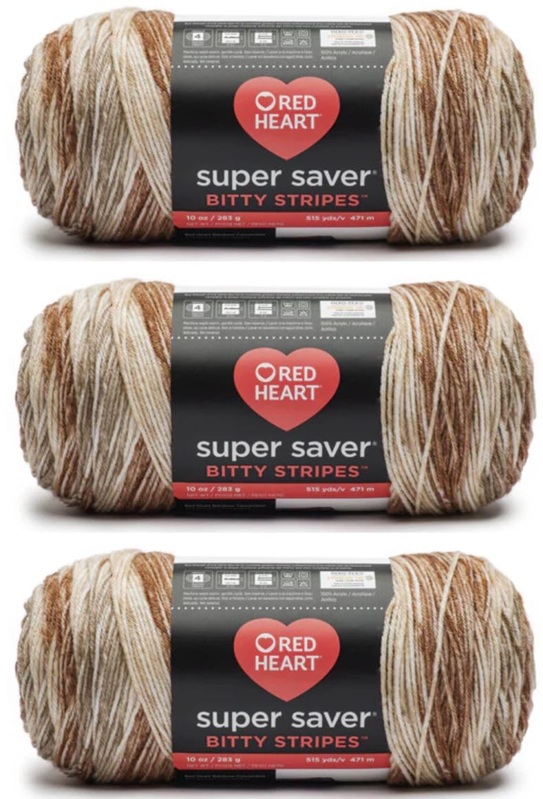 Red Heart Super Saver Bitty Streep Rotan Garen - 2 Pack van 283g - 100% Acryl - #4 Worsted (Medium) - 500 Yards - Breien/haken