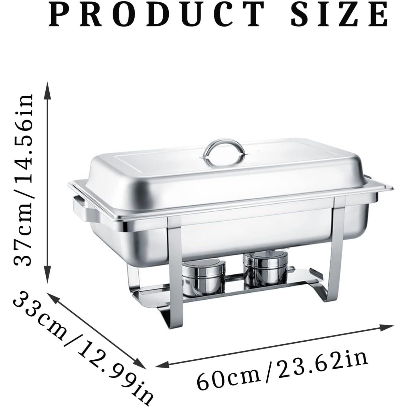 Set di scaldavivande in Acciaio Inossidabile Resistente - Contenitori per Alimenti da 9 Litri per Catering, Buffet, scaldavivande, Sala da Pranzo - per Feste o Banchetti