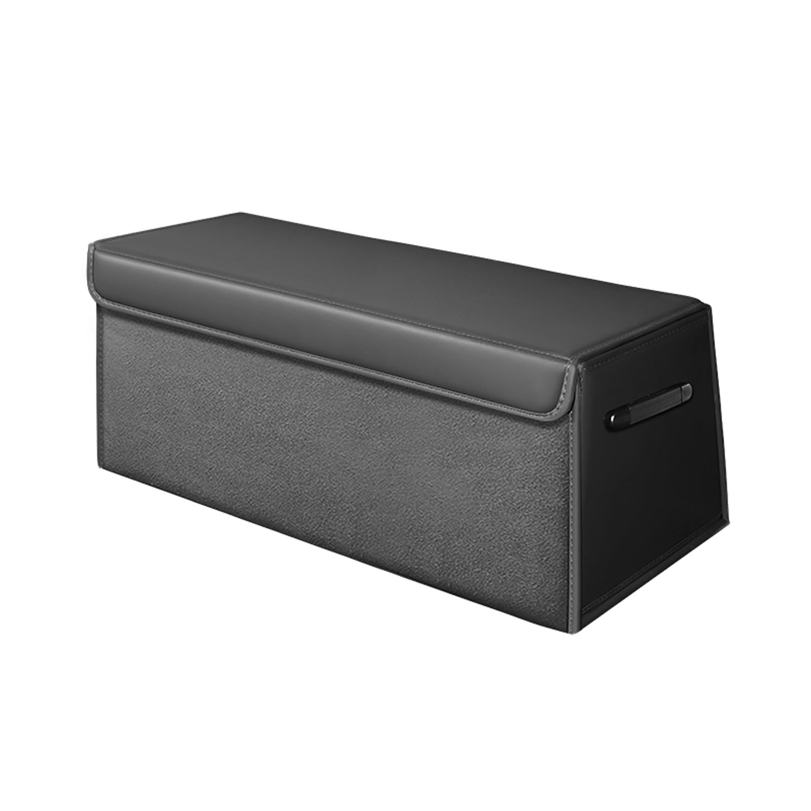 Dfrywdgsey Black Foldable Leather Car Trunk Organizer With Lid And Sturdy Handle(Black)