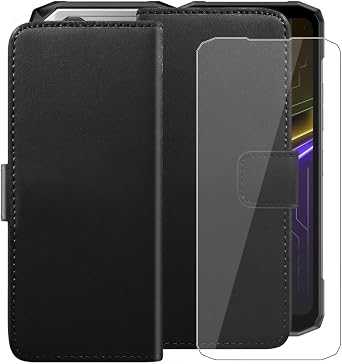 Wallet Case for Doogee Blade 20 Max 6.60" with 1 x Screen Protector, 360 Anti-Drop Protection [Bracket and Credit Card Holder] Flip Leather Phone Case for Doogee Blade 20 Max - Black
