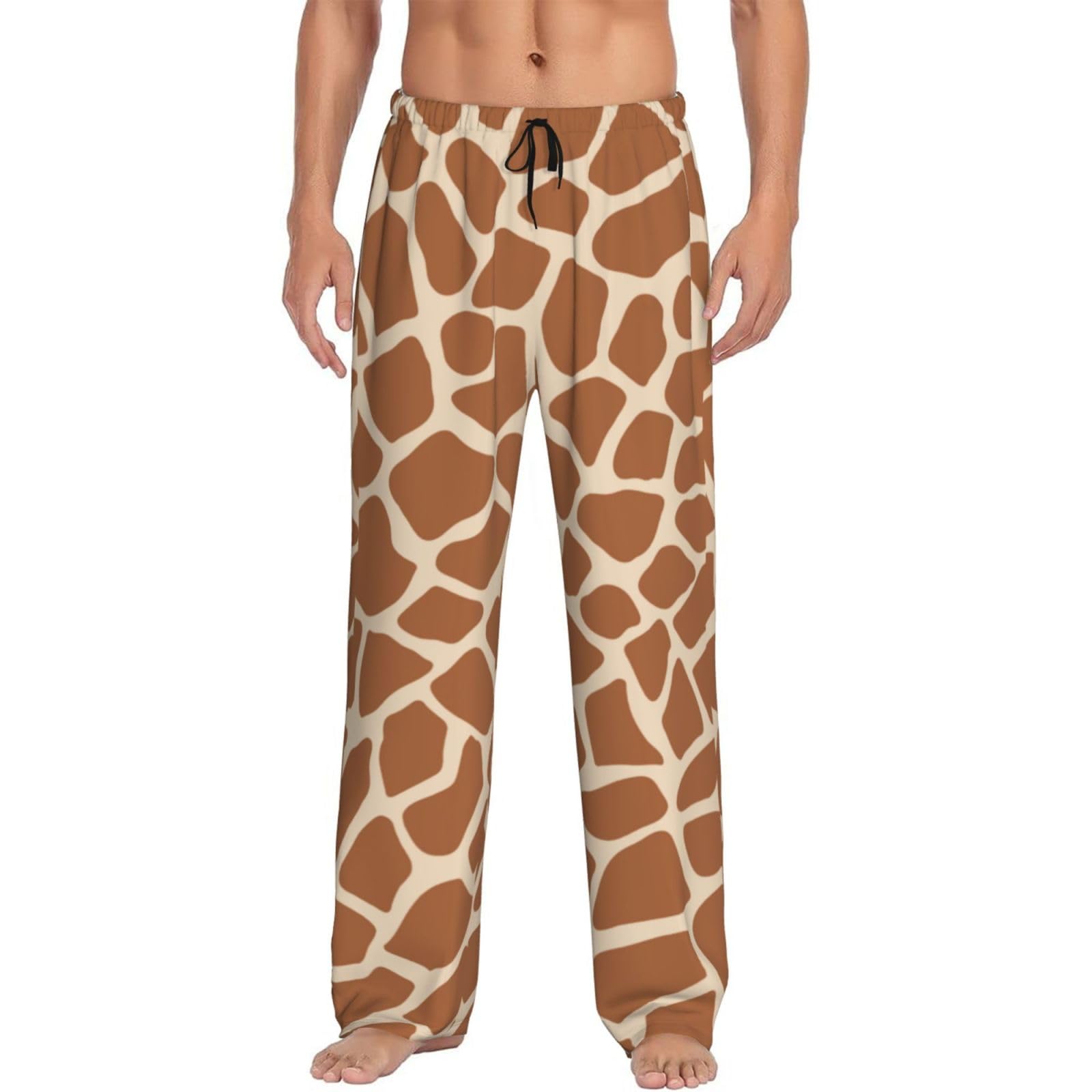 Lznjz Men's As Shown Pyjamas For With Pockets, Cartoon Texture Giraffe Pyjamas Pants