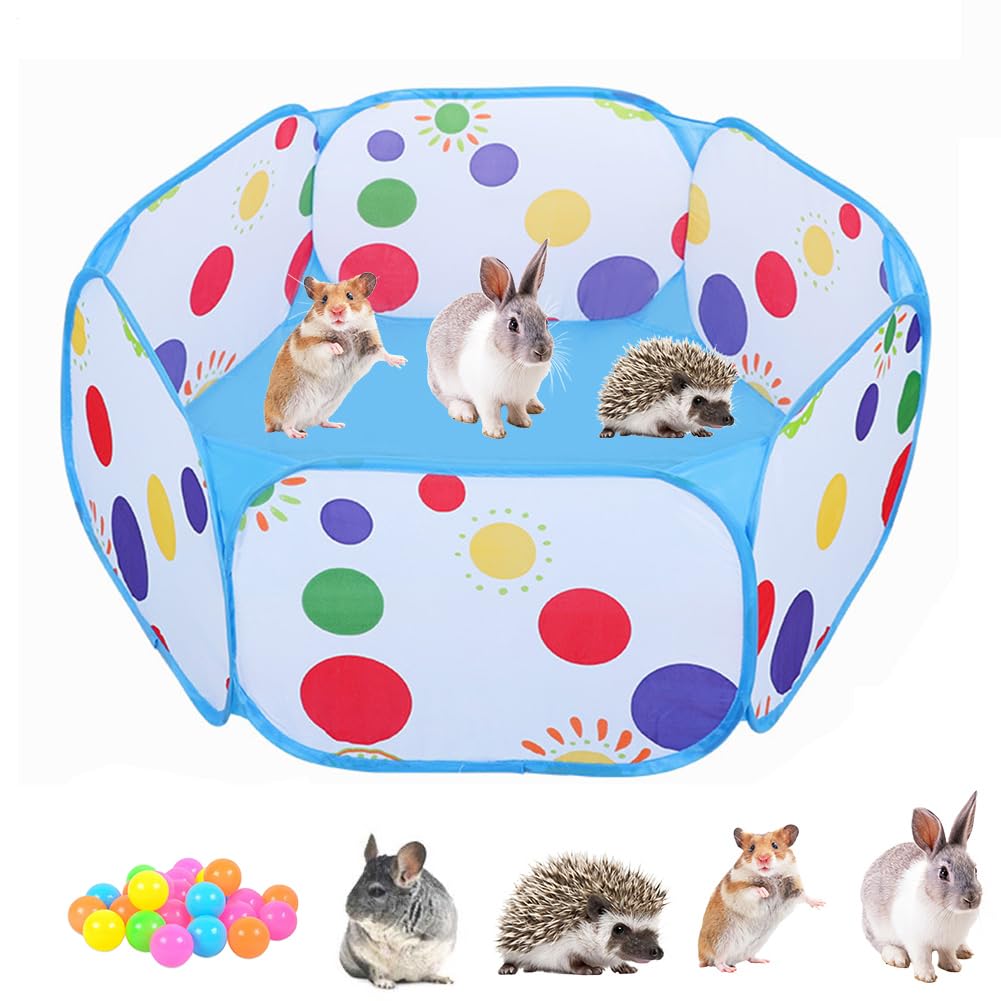 Small Animal Playpen Hamster Playpen Foldable Small Animal Playpens With Rainbow Dots Design Portable Pet Cage Tent Outdoor Exercise Fence For Guinea Pig, Hamster, Chinchillas And Hedgehogs, Rabbits