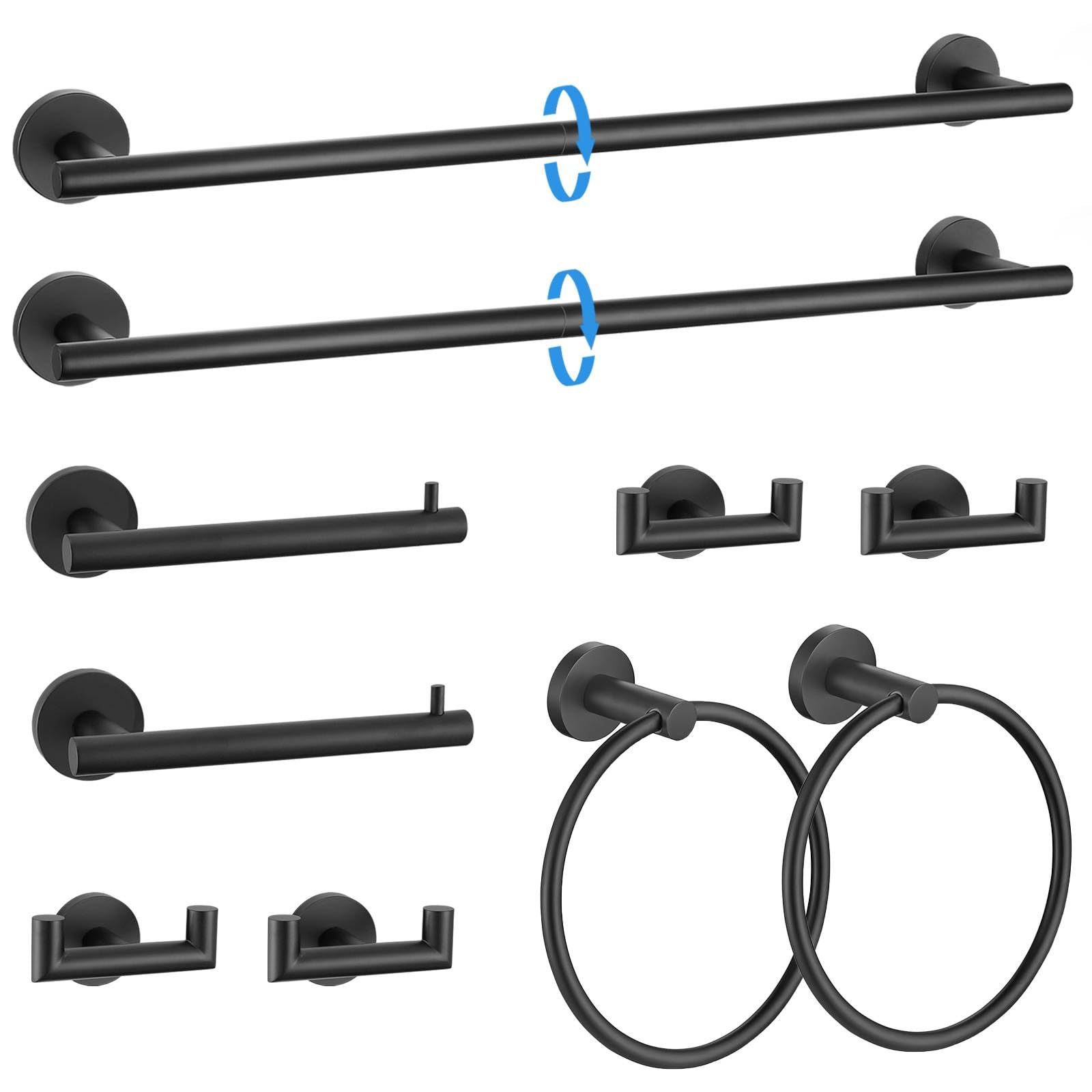 Lot de 10 barres porte-serviettes Noir mat 60 cm