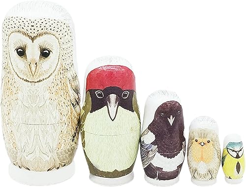 Miniatura 1 de areclern Juego de 5 muñecas rusas de madera para niños, muñeca matryoshka hecha a mano, lindas muñecas apilables para Navidad, Año Nuevo, regalo de