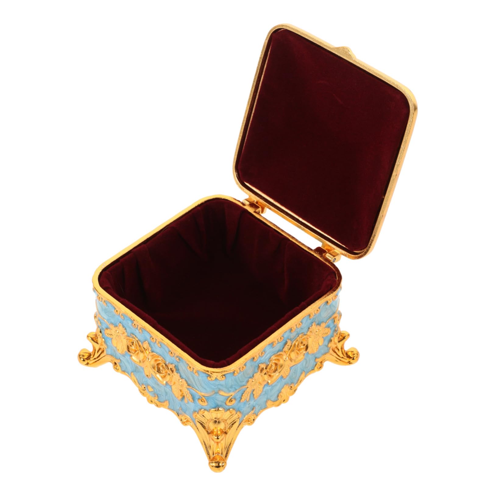 Boîte à bijoux vintage en métal de zinc robuste un coffret gravé durable