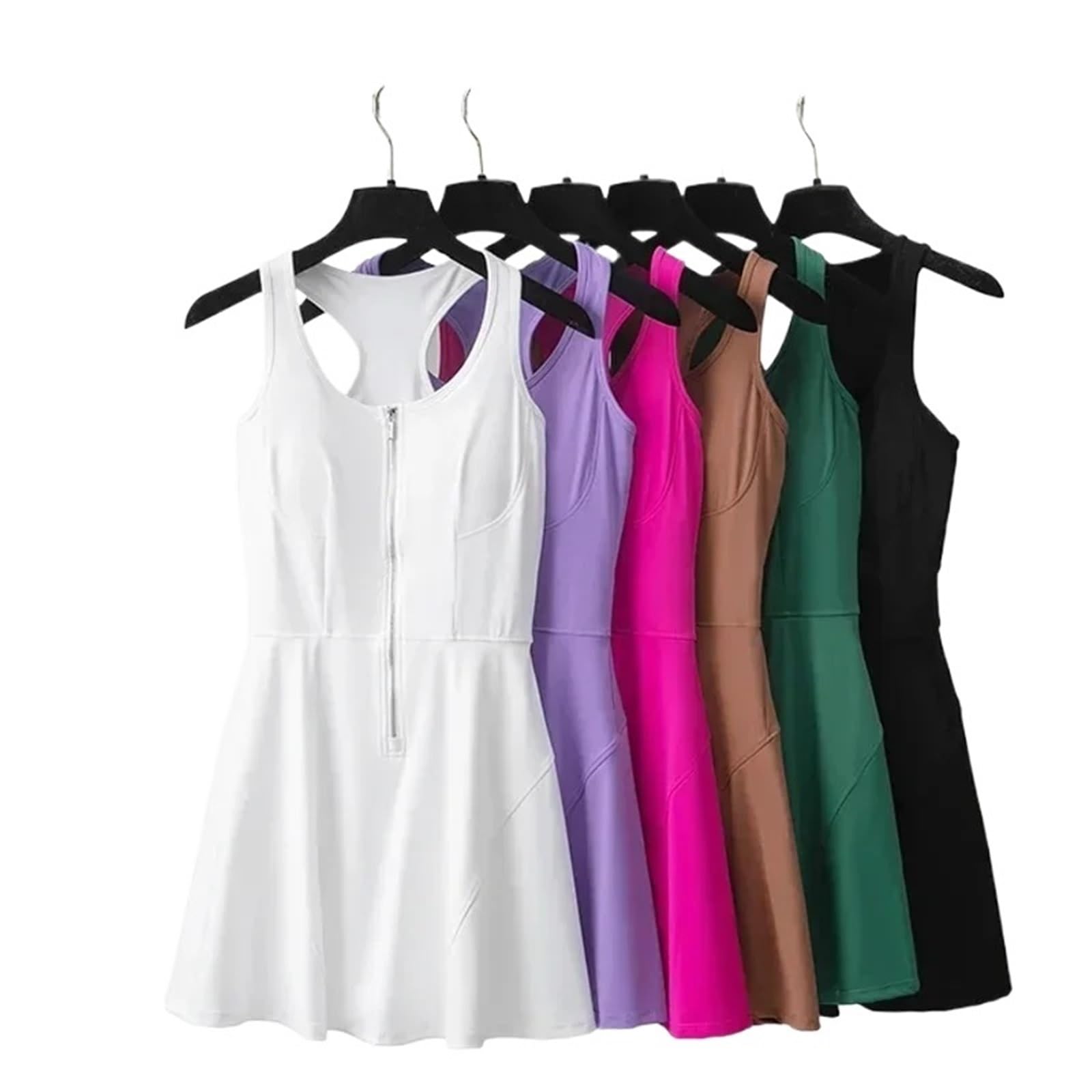 Completo Tennis Donna Abiti Sportivi da Fitness con Cerniera, Un Pezzo con Protezione for Il Petto, Abiti da Tennis da Allenamento