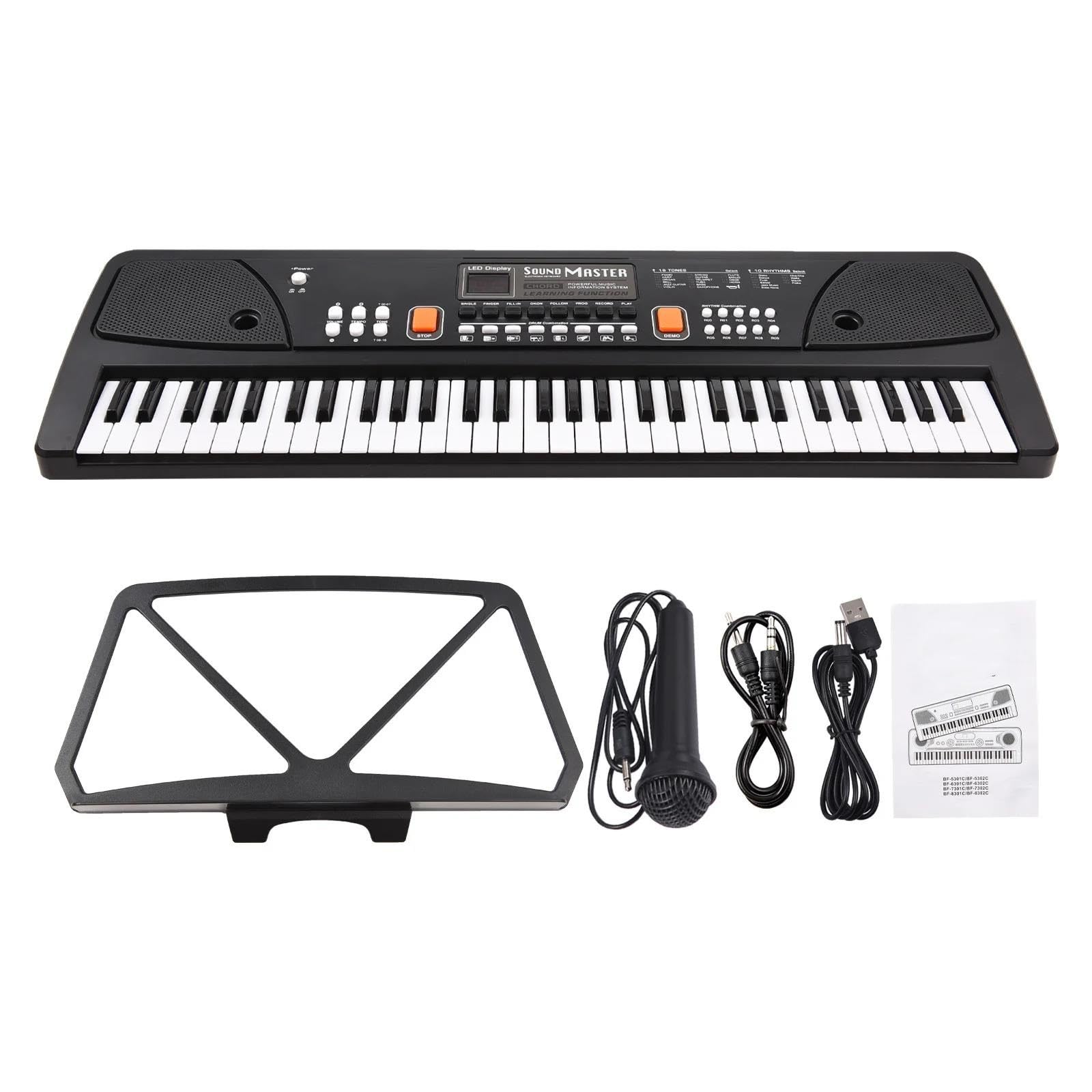 Tastiera Elettronica Professionale Organo Elettronico A 61 Tasti Con Microfono Tastiera Digitale Pianoforte Elettrico Con Display LED Doppi Altoparlanti Stereo Integrati